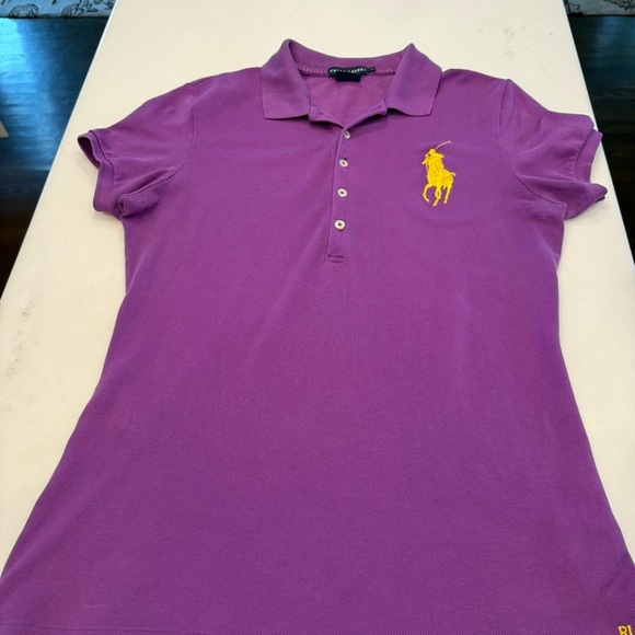 Ralph Lauren Women’s Big Pony Polo Purple Shirt Classic RL Size Large - Picture 6 of 10
